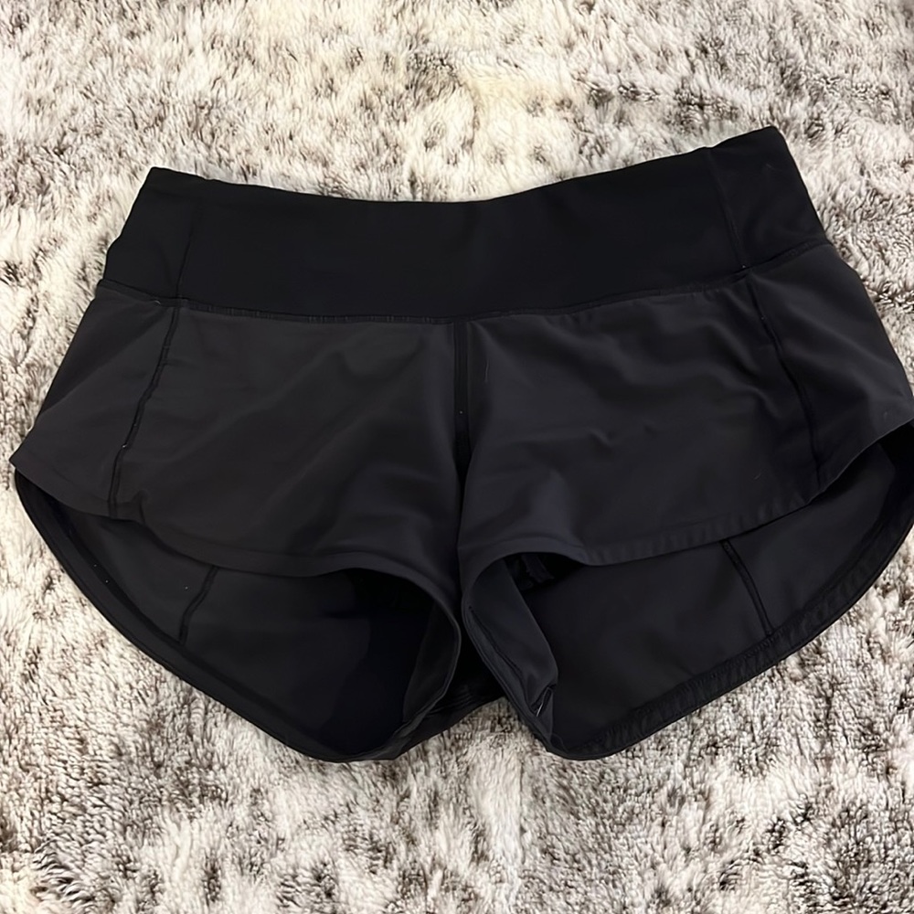 Black Lululemon speed ups, size 0, 2.5 inch